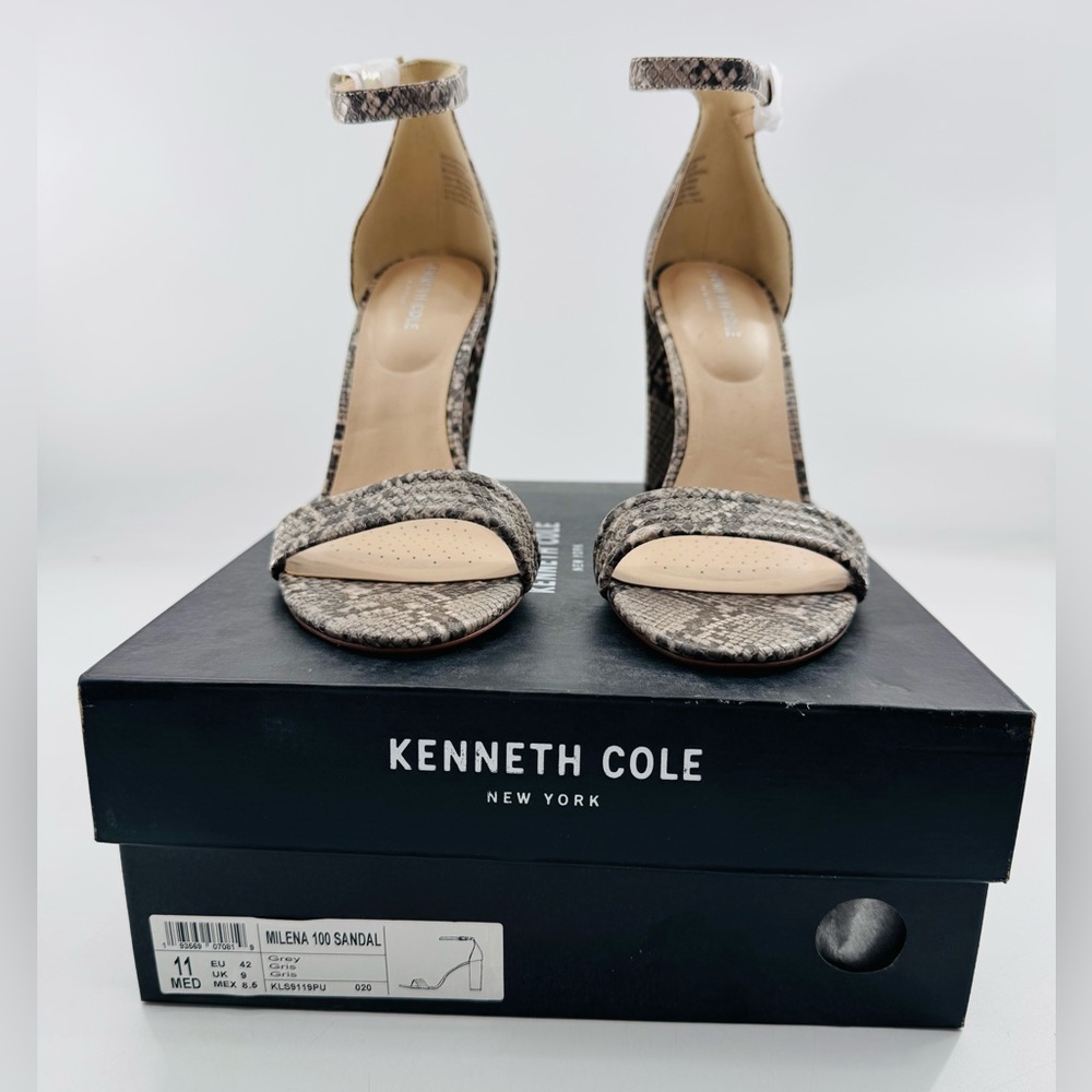 Heels Kenneth Cole New York  Milena Grey Shoes Size 11 M Faux Snake Skin NEW